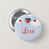 Britische Liebe Hearts Königliche Hochzeit Button (Vorne & Hinten)