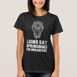 Britische Löwen Rugby Fan Löwen essen Springboks z T-Shirt
