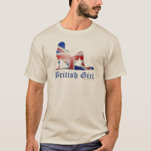 Britische Mädchen-Silhouette-Flagge T-Shirt