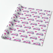 Britische Mini Cooper-Herzen - Blau u. Rosa Geschenkpapier (Ungerollt)