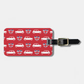 Britische Mini Cooper-Herzen - roter Gepäckanhänger (Vorderseite horizontal)