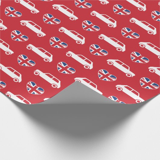 Britische Mini Cooper-Herzen - rotes Packpapier (Ecke)