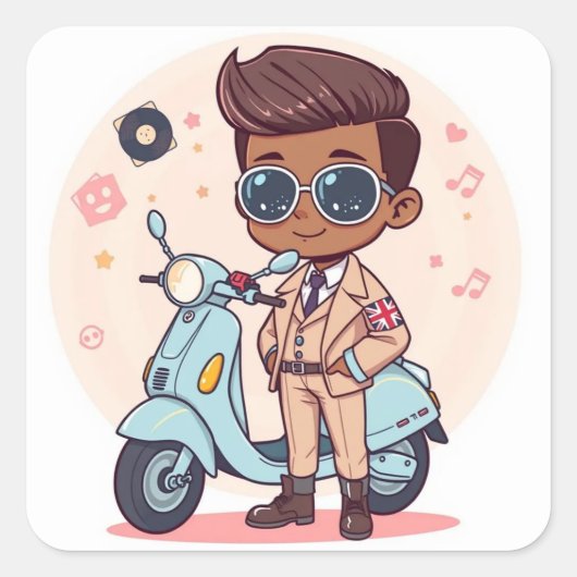 Britische Mod Quadratischer Aufkleber (Vorderseite)