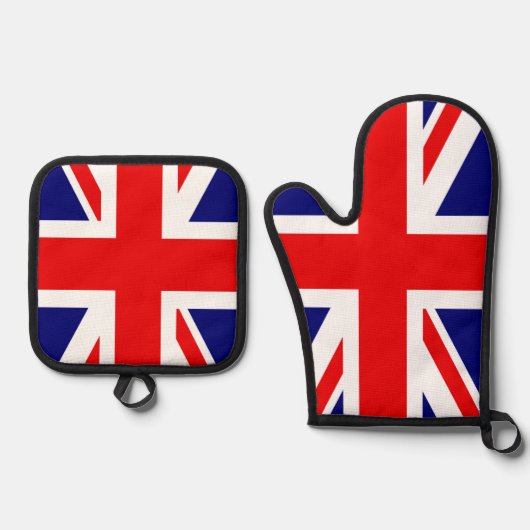 Britische Nationalflagge - Union Jack Ofenhandschuh & Topflappen-Set (Vorderseite)