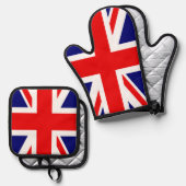 Britische Nationalflagge - Union Jack Ofenhandschuh & Topflappen-Set (Vorderseite/Rückseite)