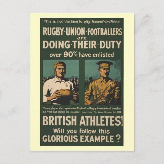 Britische Rugby, Fußballspieler fordern Pflicht Postkarte (Vorderseite)