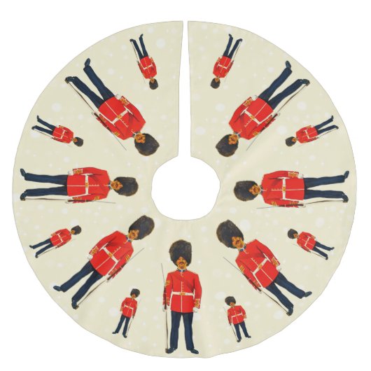 Britische Soldaten in blau und rot auf hellbeige Polyester Weihnachtsbaumdecke (Vorderseite)