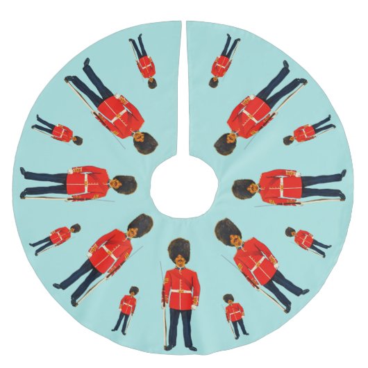 Britische Soldaten in blau und rot in hellblau Polyester Weihnachtsbaumdecke (Vorderseite)