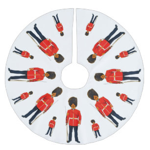 Britische Soldaten in blau und rot in weiß Polyester Weihnachtsbaumdecke