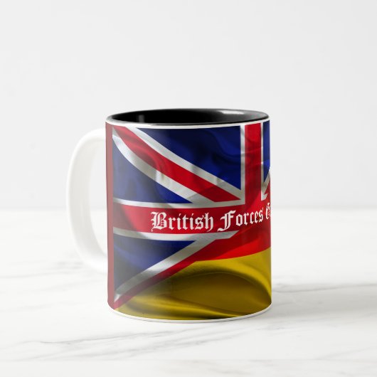 Britische Streitkräfte - Deutschland Gedenkveranst Zweifarbige Tasse (Vorderseite Links)