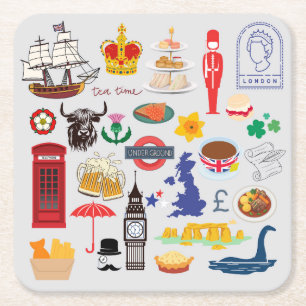 Britische Symbole Rechteckiger Pappuntersetzer