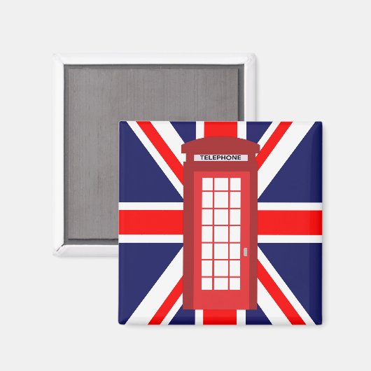 Britische Telefonzelle Union Jack Flagge Magnet (Vorderseite/Rückseite)