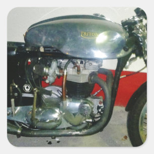 Britische Triton-Motorrad. Quadratischer Aufkleber