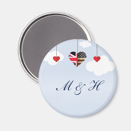 britische und amerikanische Flaggenherzen Magnet (Vorderseite/Rückseite)