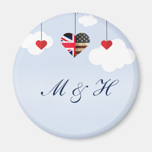 britische und amerikanische Flaggenherzen Magnet