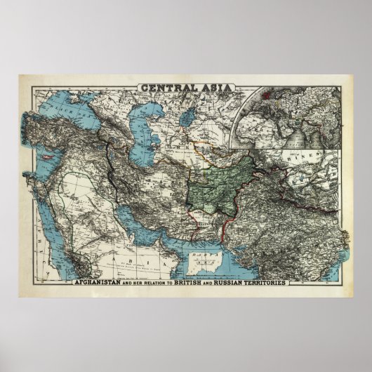 Britische und russische Gebiete Afghanistans Poster (Vorne)