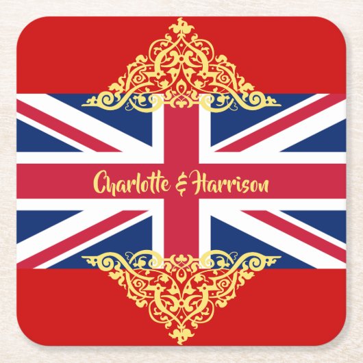 Britische Union Jack Flag Patriotic Wedding Rechteckiger Pappuntersetzer (Vorderseite)