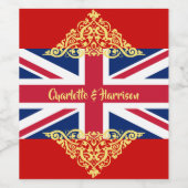 Britische Union Jack Flag Patriotic Wedding Weinetikett (Einzelnes Label)