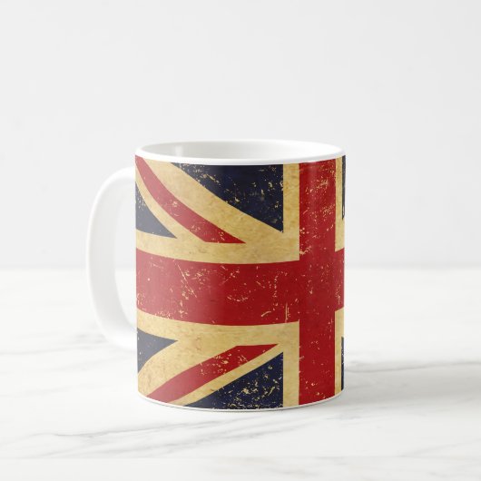 Britische Union Jack Flag Vintage Tasse (Vorderseite Links)
