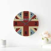 Britische Union Jack Grunge-Flagge Große Wanduhr (Zuhause)