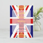 Britische Union Jack Red White Blue Foto Wedding Einladung (Stehend Vorderseite)