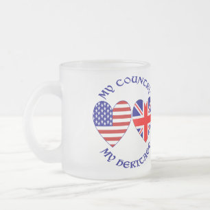 Britische USA-Herzflaggen Land Erbe Mattglastasse