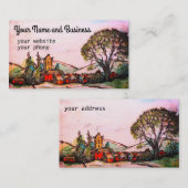 Britische Village Art Sketch in Wasserfarbe Visitenkarte (Vorne/Hinten)
