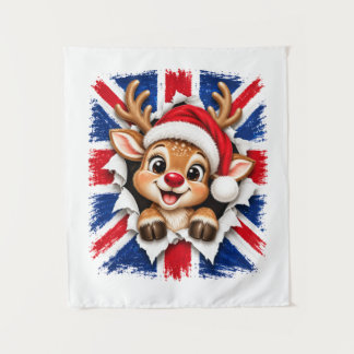 Britische Weihnachts-Rentiere Wandteppich