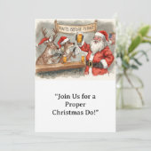 Britische Weihnachtsfeier Rentier Barkeeper Einladung (Stehend Vorderseite)