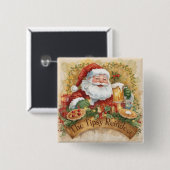 Britische Weihnachtsfeier  Santa in der Kneipe Button (Vorne & Hinten)