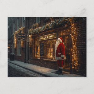 Britische Weihnachtskarte mit Santa Claus im Pub Feiertagspostkarte