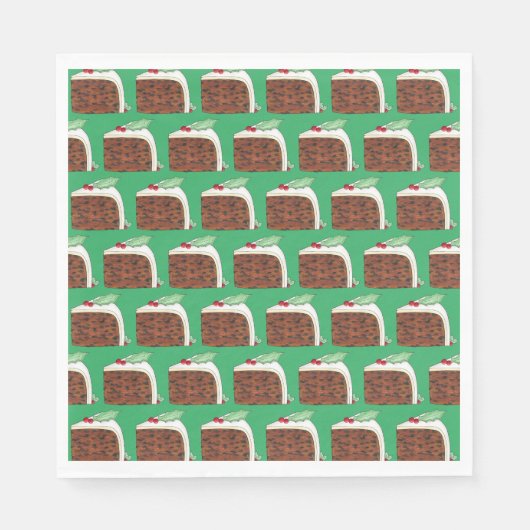 Britische Weihnachtskuchen Feiertage Essen Serviette (Vorderseite)