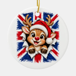 Britische Weihnachtsrentier Keramik Ornament