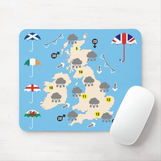 BRITISCHE Wettervorhersage-Karte Mousepad (Mit Mouse)