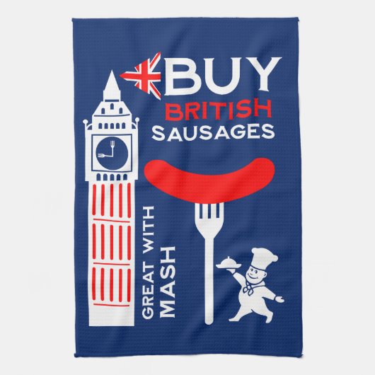 Britische Wurst und Mashküche Geschirrtuch (Vertikal)