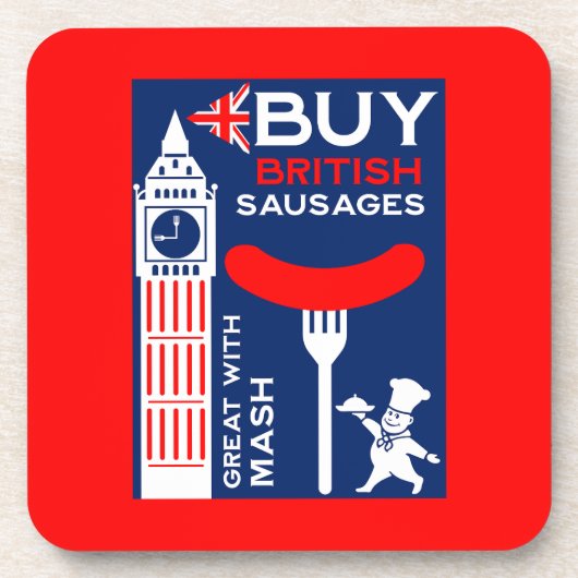Britische Wurst und Mashküche Getränkeuntersetzer (Vorderseite)