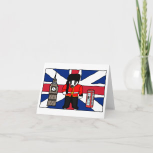 Britischer Badger-Cartoon mit Big Ben und Flag Karte
