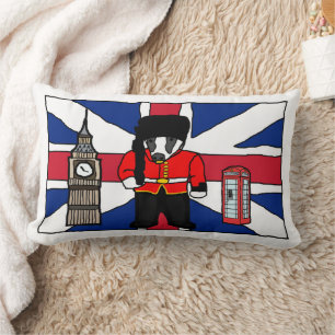 Britischer Badger-Cartoon mit Big Ben und Flag Lendenkissen
