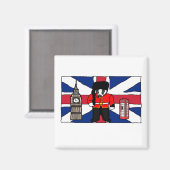 Britischer Badger-Cartoon mit Big Ben und Flag Magnet (Vorderseite/Rückseite)