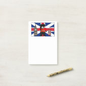 Britischer Badger-Cartoon mit Big Ben und Flag Post-it Klebezettel (Auf Schreibtisch)