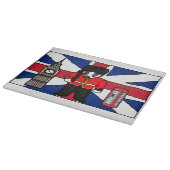 Britischer Badger-Cartoon mit Big Ben und Flag Schneidebrett (Ecke)