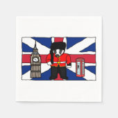 Britischer Badger-Cartoon mit Big Ben und Flag Serviette (Vorderseite)