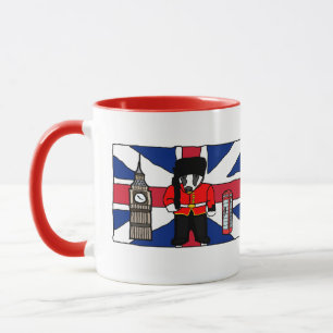 Britischer Badger-Cartoon mit Big Ben und Flag Tasse