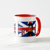 Britischer Badger-Cartoon mit Big Ben und Flag Tasse (VorderseiteRechts)