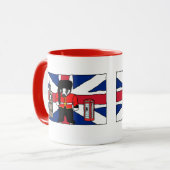 Britischer Badger-Cartoon mit Big Ben und Flag Tasse (Vorderseite Links)