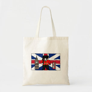 Britischer Badger-Cartoon mit Big Ben und Flag Tragetasche