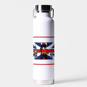 Britischer Badger-Cartoon mit Big Ben und Flag Trinkflasche