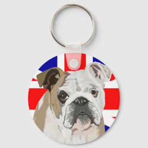 Britischer Bulldogge mit Union Jack Schlüsselanhänger