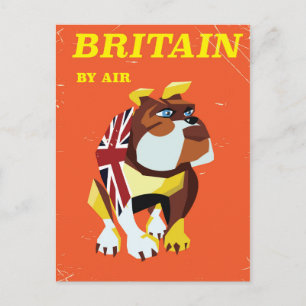 Britischer Bulldogge Vintage Reiseposter Postkarte