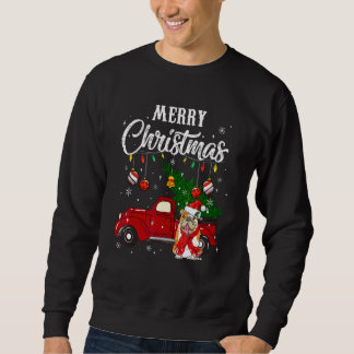 Britischer Bulldogge Weihnachtsbaum Roter LKW Froh Sweatshirt